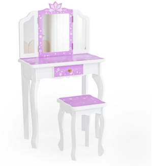 VINGLI Schminktisch mit Hocker und Abnehmbarer Spiegel, für Mädchen ab 3 Jahren