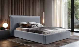 Polsterbett Doppelbett Bett AMADA 160x200cm in Stoff Pop Grau