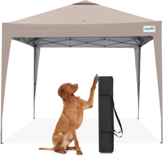 Quictent Pavillon 3x3m Wasserdicht Faltpavillon UV-Schutz 50+ Beige