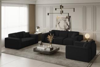 Sofaset Designersofa CELES 3-2-1 in Stoff Opera Velvet Schwarz