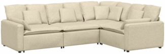 vidaXL Modulares Sofa mit Kissen Stoff Creme 3321153