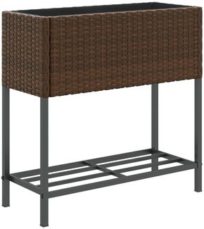 vidaXL Pflanzkübel mit Ablage Braun Poly Rattan 366388