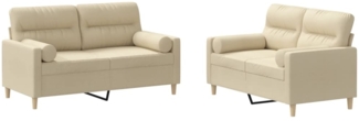 vidaXL 2-tlg. Sofagarnitur mit Kissen Creme Stoff 3201586