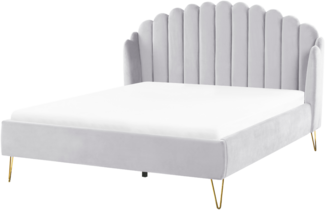 Bett mit Lattenrost AMBILLOU 160 x 200 cm Samtstoff Hellgrau