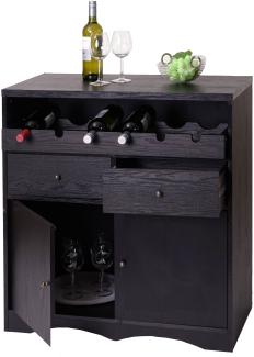 Weinschrank HWC-F65, Weinregal Flaschenregal Holzregal, MVG-zertifiziert 89x80x40cm ~ Eiche-schwarz