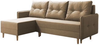Ecksofa Milowa, Lux 02 Webstoff beige, mit Schlaffunktion, beidseitig montierbar