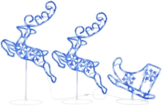 vidaXL Weihnachtsdeko LED Rentiere & Schlitten Acryl 260x21x87 cm Blau 328511