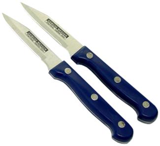 TOP STAR - Gemüsemesser 80 mm 2 Stück blaue Griffe mit Nieten