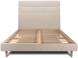 Bett mit Kopfteil – Korbgeflecht-Canvas-Stoff - 140 x 190 cm