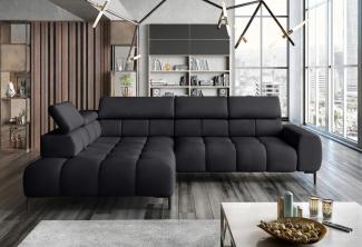 Stylefy Plazetti Ecksofa Velours KRONOS Links Schwarz