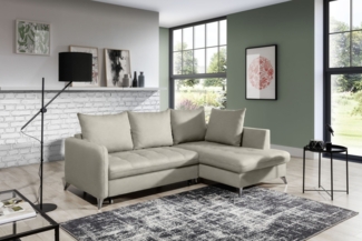 99rooms Torello Ecksofa Strukturstoff INARI Beige Rechts