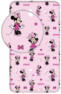Disney Kinderbettwäsche Disney Minnie Pretty in Pink Gummispannbetttuch 90x200cm, 100% Baumwolle