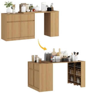 FUFU&GAGA Küchenwagen mit 2 Türen und 2 Schubladen, Aufbewahrungsschrank, 120*40*78 cm