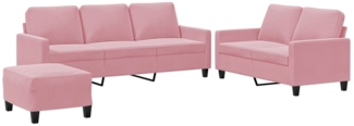 vidaXL 3-tlg. Sofagarnitur mit Kissen Rosa Samt 3201529