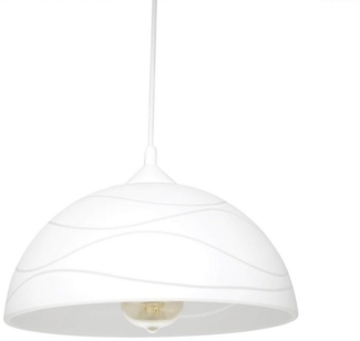 Licht-Erlebnisse Pendelleuchte ADANIA, ohne Leuchtmittel, Hängelampe Lampenschirm Glas Weiß Retro Küche Esstisch Leuchte