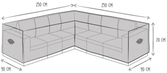 Wetterfeste Schutzhülle Abdeckung für L-förmiges Garten Lounge Set, Polyester grau, 250 x 250 x 90 cm