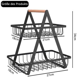 TUWENA Obstschale 2 Stöckig Obstkorb Etagere, Ablagekorb Stehend Aufbewahrung Küche