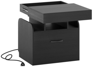 KOMFOTTEU Nachttisch, Nachtkommode mit Geheimfach, Schublade & Ladestation