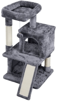 Yaheetech Kratzbaum Katzenbaum 91/106 cm (H), Kletterbaum 1 Aussichtsplattform & 2 Höhlen & 1 Abnehmbarer Plüschball