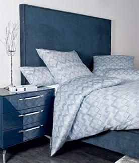 Janine Messina Mako-Satin Bettwäsche 135x200 Rauten Zickzack perblau 43032-02
