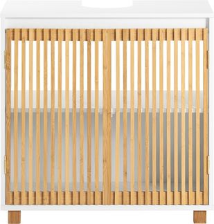 SoBuy BZR125-W Waschbeckenunterschrank, MDF, Lackiert, Weiß, 60 x 60 x 33 cm