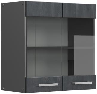 Vicco Hängeglasschrank R-Line Schwarz Beton Anthrazit 60 cm