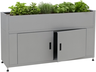 Hochbeet HWC-O85, Metallhochbeet Blumenkasten Pflanzkübel Stauraum, Metall 47kg 91 x 161 x 51 cm ~ grau