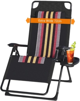 Klappbare Sonnenliege Garten Balkon Liegestuhl Terrasse Getränkehalter Blau