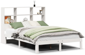 vidaXL Massivholzbett mit Regal ohne Matratze Weiß 140x190 cm Kiefer 3322555