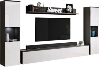 INOSIGN Wohnwand PARIS, (Komplett-Set, 4-St), TV-Wand 260cm breite, grifflose Design, stehend und hängend montierbar