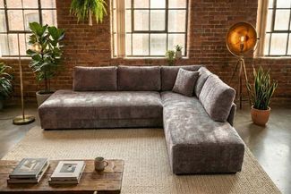KAWOLA Schlafsofa SADIRA Ecksofa Stoff taupe Recamiere rechts 89 x 209 x 288 cm