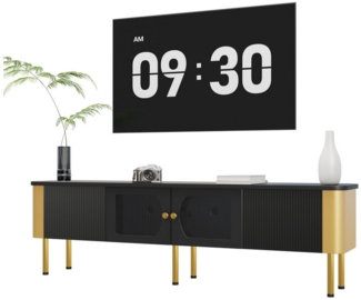 OKWISH Lowboard TV-Schrank mit Schubladen und Türen (Fernsehtisch, 1 St, 2 Schubladen und 2 Türen), mit Glastüren, speziell geformten Türverkleidungen