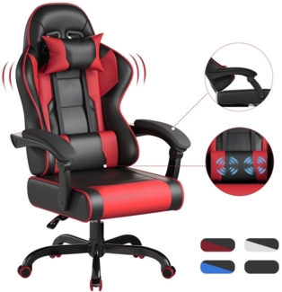 HOMALL Gaming-Stuhl LED Massage Bürostuhl mit Fußstütze,Kopfstütze Gaming Chair (Gaming Sessel,Federsitzkissen mit Fußstütze,360° drehbar)