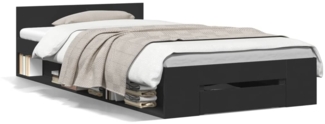 vidaXL Bettgestell mit Schublade Schwarz 75x190 cm Holzwerkstoff 3280805