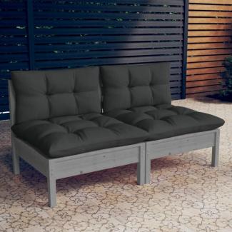 vidaXL 2-Sitzer-Gartensofa mit Anthrazit Kissen Massivholz Kiefer 3095994