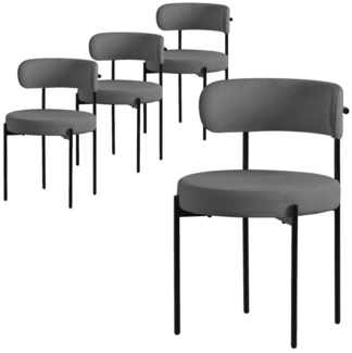ML-DESIGN Polsterstuhl Esszimmerstühle Gruppe Küchenstuhl aus Teddystoff mit Metallbeinen (4 St), Clubstuhl 4er Set Wohnzimmerstuhl Grau moderne Design Lounge Stuhl