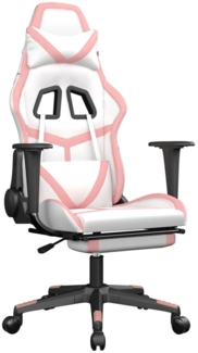 vidaXL Gaming-Stuhl mit Fußstütze Weiß und Rosa Kunstleder 3143684