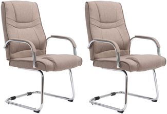 CLP 2er Set Freischwinger Attila Stoff mit Metallgestell,taupe