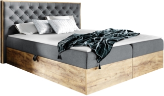 Boxspringbett Worik 3, Grau, 140x200 cm