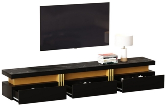 HAUSS SPLOE Lowboard Moderner Lowboard mit 3 Schubladen für Fernseher bis 90 Zoll, schwarz (TV-Board, TV-Kommode, Fernsehtisch, 1 St, 3 Schubladen und 1 Kabelmanagement), für Fernseher bis 90 Zoll