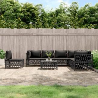 vidaXL 8-tlg. Garten-Lounge-Set mit Kissen Anthrazit Stahl 3186891