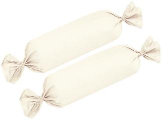 BettwarenShop Single Jersey Kissenbezug Ulm 2er Pack|15x40 cm für Nackenrollen| wollweiss