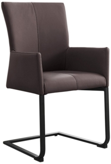 riess-ambiente Esszimmerstuhl SAMSON taupe grau / schwarz · Schwingstuhl mit Echtleder-Bezug (Einzelartikel, 1 St), Esszimmer · mit Armlehnen & Metallrahmen · bis 120kg belastbar