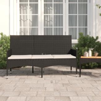 vidaXL Gartenbank 3-Sitzer mit Kissen Schwarz Poly Rattan 319492