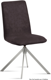 Esszimmerstuhl drehbar (6er-Set) Dozene 47x92x60 Edelstahl/Espresso