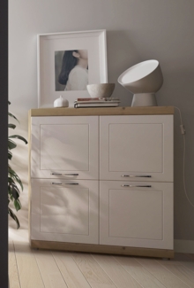 Kommode "Kvantum" Sideboard 93cm Artisan Eiche MDF weiß matt