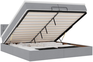 vidaXL Ottoman-Bett mit Matratzen & LEDs Hellgrau 200x200 cm Stoff 3312499