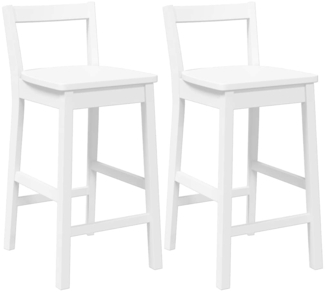 vidaXL Barhocker 2 Stk. Weiß Massivholz Gummibaum 4102590