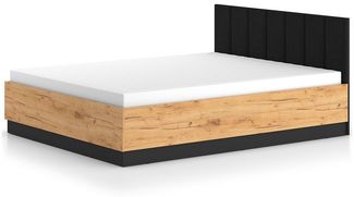 Lomadox Bettgestell URBANIA-131, Doppelbett Ehebett 160x200 cm modern Eiche mit gepolstertem Kopfteil