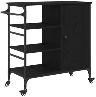 vidaXL Küchentrolley Schwarz Eichen-Optik 87,5 x 39 x 84,5 cm 871665